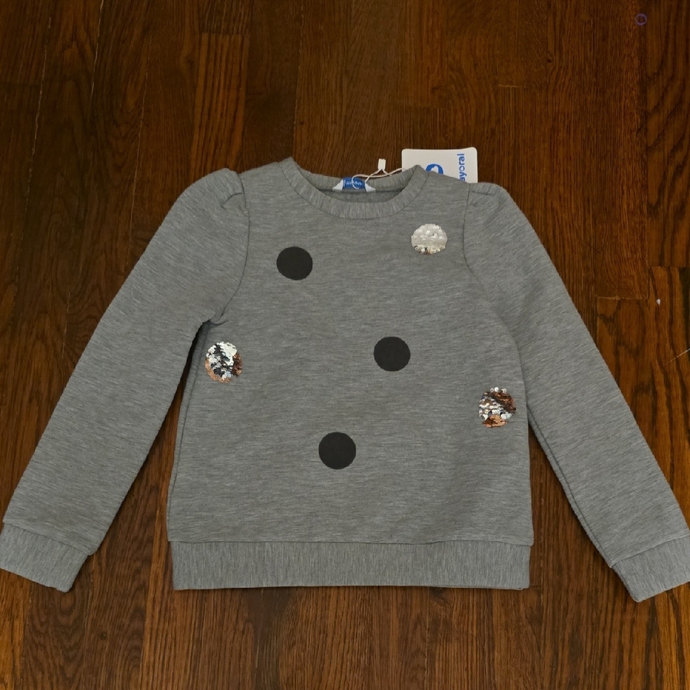 Mayoral Gray Sweatshirt with Black Dots and Sequin Details